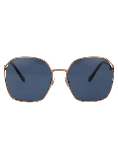 Miu Miu Womens Gold Mu 52ws Square-frame Metal Sunglasses In Blue