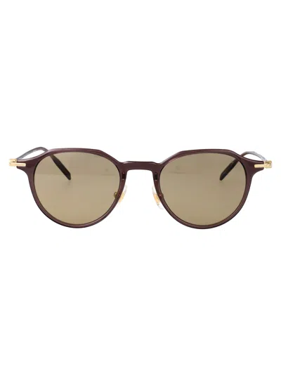 Montblanc Brown-gold-brown Injection Sunglasses In Black