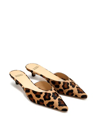 Francesco Russo 25mm Leopard-print Kitten-heel Mules In Multi
