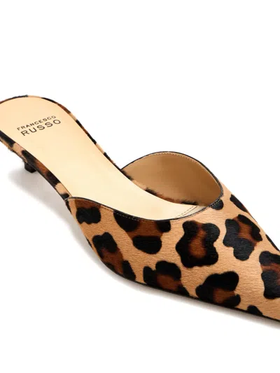 Francesco Russo 25mm Leopard-print Kitten-heel Mules In Multi