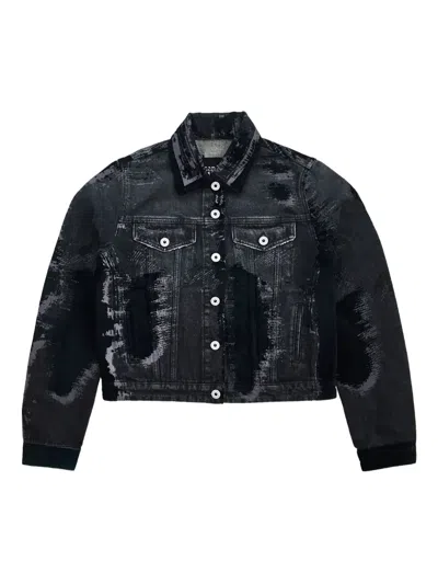 Jean Paul Gaultier Denim Jacket With Black Flock Detailing