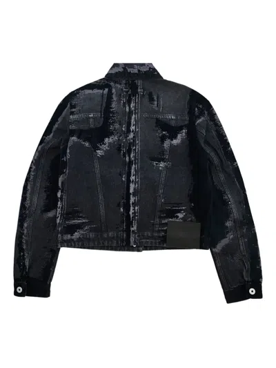 Jean Paul Gaultier Denim Jacket With Black Flock Detailing