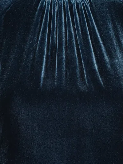 Rotate Birger Christensen Blue Mini Dress With High Neck And Rear Zip Closure In Velvet Woman In Animal Print