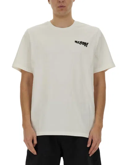 Msgm Logo Embroidered T-shirt With Crew Neck In Black