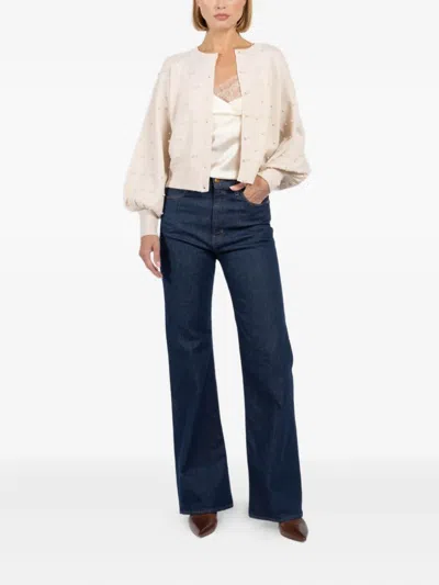 Zimmermann Pearl-embellished Balloon-sleeve Cardigan In Neutral