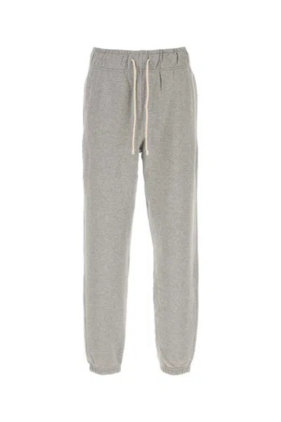 New Balance Cotton Trousers With Elastic Waistband And Pockets In Gray