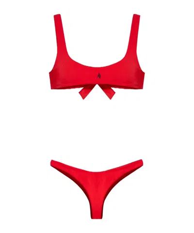 Attico The  Logo Printed Bikini In Red