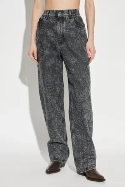 Golden Goose Straight Jeans With Floral Motif In Gray