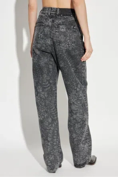Golden Goose Straight Jeans With Floral Motif In Gray