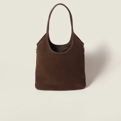 Miu Miu Suede Double Handle Shoulder Bag In Brown