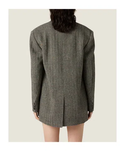 Miu Miu Single-breasted Chevron Jacket In Brown