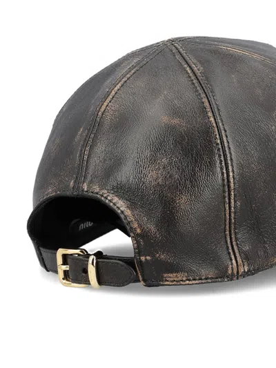 Miu Miu Patterned Baseball Cap In Black