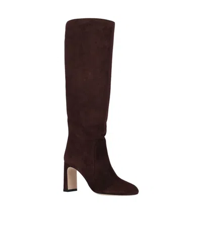 Stuart Weitzman 85mm Block-heel Suede Boots In Brown