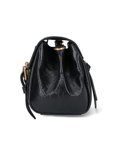 Dries Van Noten Textured Leather Shoulder Bag With Gold-tone Buckle Closure In Black
