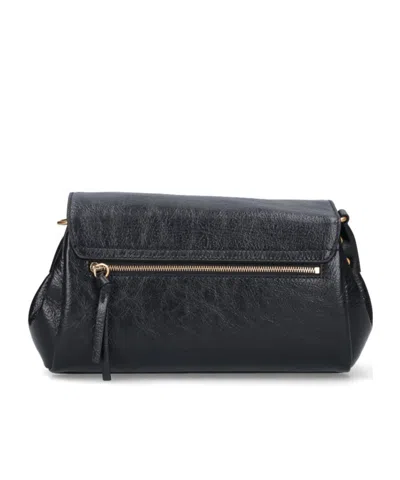 Dries Van Noten Textured Leather Shoulder Bag With Gold-tone Buckle Closure In Black