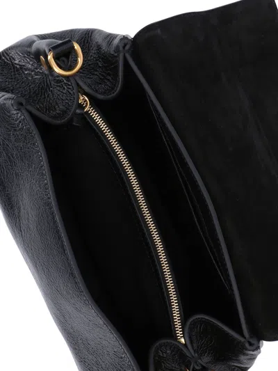 Dries Van Noten Textured Leather Shoulder Bag With Gold-tone Buckle Closure In Black
