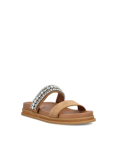 Jimmy Choo Jadi Crystal-embellished Suede Slides In Brown