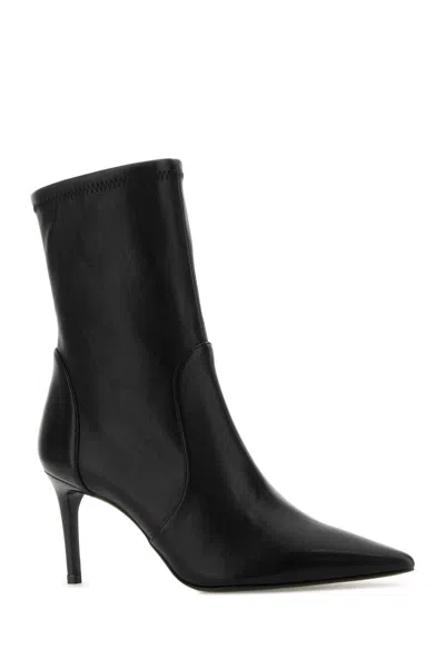 Stuart Weitzman Black Leather Stuart Power Ankle Boots
