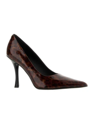 Ferragamo Pointed Toe Patent Pumps With Tortoiseshell Pattern In Brown