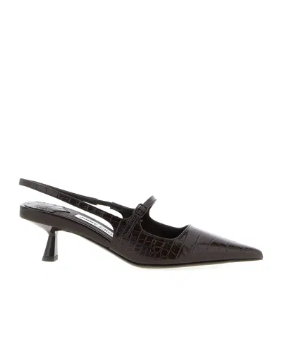 Jimmy Choo Didi 45 Brown Crocodile Effect Neckline In Black