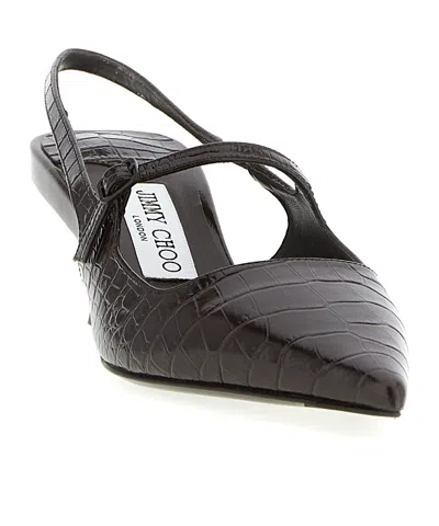 Jimmy Choo Didi 45 Brown Crocodile Effect Neckline In Black