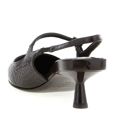 Jimmy Choo Didi 45 Brown Crocodile Effect Neckline In Black