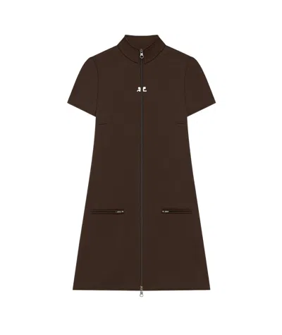 Courrèges Mini Dress With High Collar And Pockets In Brown