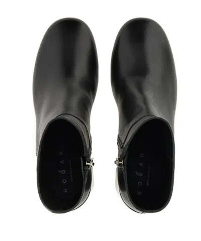 Hogan H695 Leather Ankle Boots In Black