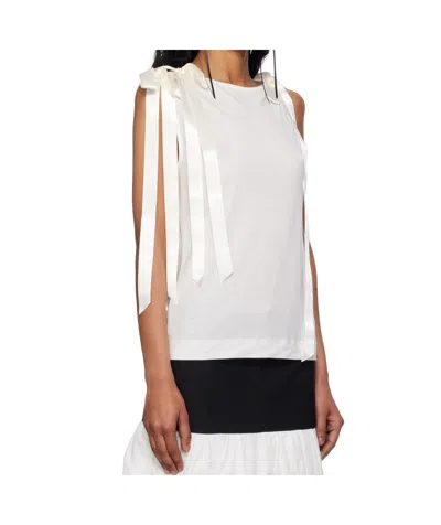 Simone Rocha Off-white Bow Ribbon Tail Tank Top In White