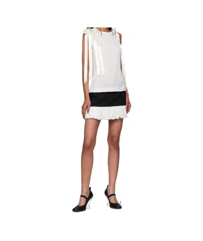 Simone Rocha Off-white Bow Ribbon Tail Tank Top In White