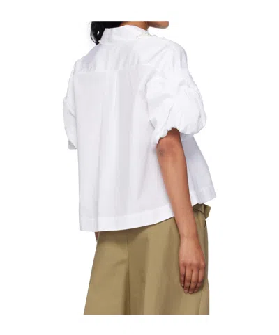 Simone Rocha Puff Sleeves White Shirt With Pearl-embellished Collar