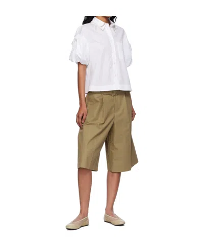 Simone Rocha Puff Sleeves White Shirt With Pearl-embellished Collar