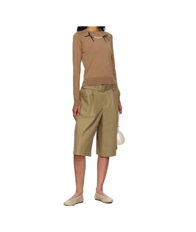 Simone Rocha Beige Wide Leg Multi Belt Loop Shorts In Brown