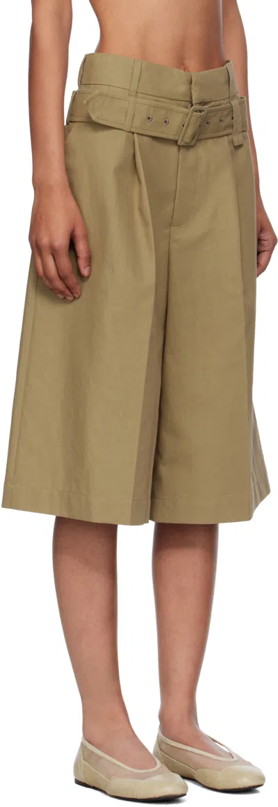 Simone Rocha Beige Wide Leg Multi Belt Loop Shorts In Brown