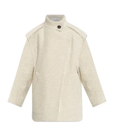 Iro Asymmetric-closure Wool-blend Oversized Coat In Brown