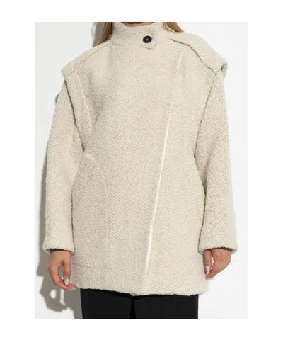 Iro Asymmetric-closure Wool-blend Oversized Coat In Brown