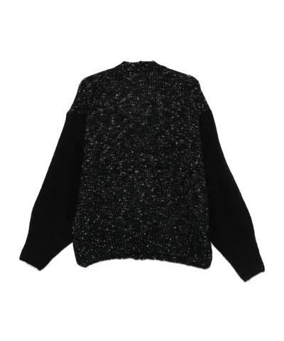 Alysi Wool And Cotton Blend Cardigan In Black