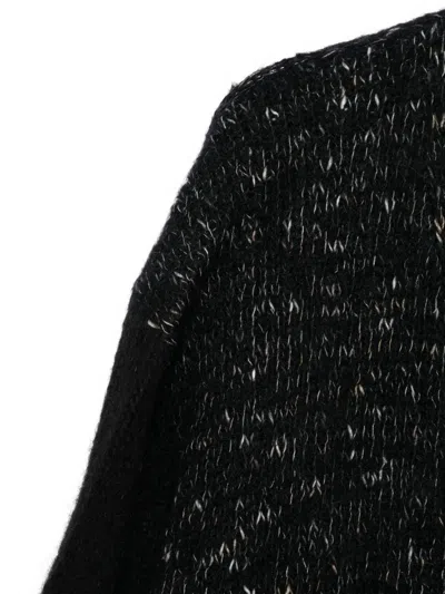Alysi Wool And Cotton Blend Cardigan In Black
