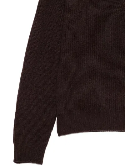 Alysi Women Brown Ribbed Wool Sweater, S Luxury Sweaters & Knitwear For Women Darveys In Black