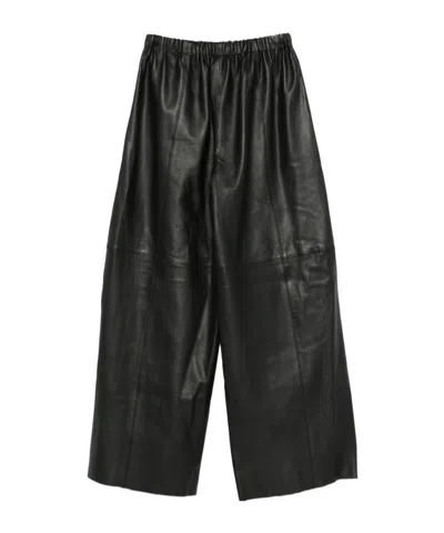 Alysi Leather Wide-leg Trousers In Black
