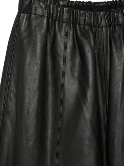 Alysi Leather Wide-leg Trousers In Black