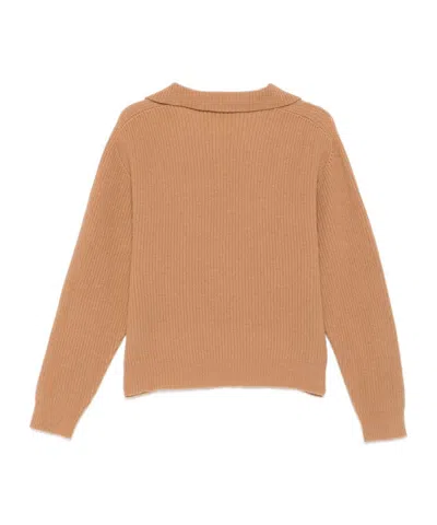 Alysi Wool Polo Sweater In Brown
