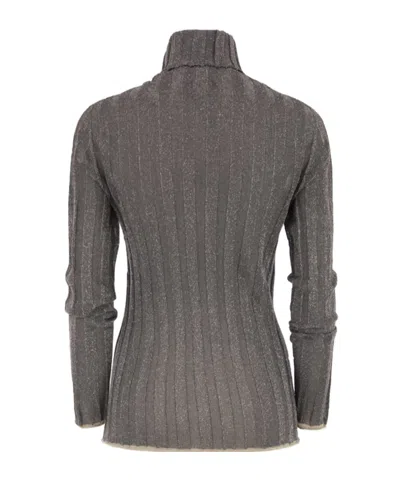 Fabiana Filippi Ribbed Turtleneck Sweater With Lurex Trim In Black