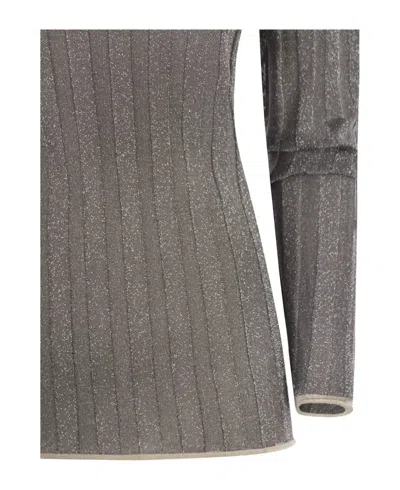 Fabiana Filippi Ribbed Turtleneck Sweater With Lurex Trim In Black