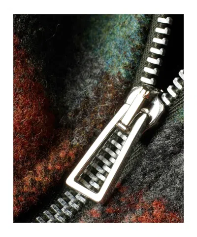 Ps By Paul Smith Teal Jacquard Check Wool Zip Jacket Multicolour In Green