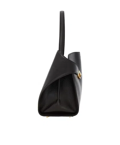 Ferragamo Dark Brown Leather Medium Hug Soft Shoulder Bag In Black