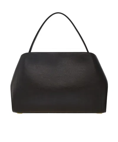 Ferragamo Dark Brown Leather Medium Hug Soft Shoulder Bag In Black