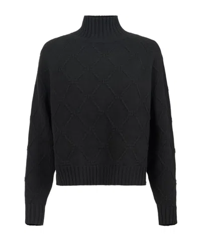Elisabetta Franchi Black Jacquard Diamond Sweater In Black