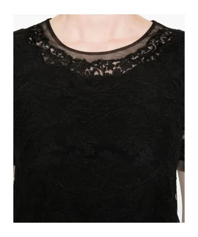 Ermanno Scervino Floral Lace Mini Dress With Sheer Sleeves In Black