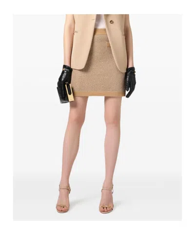 Elisabetta Franchi Knitted Skirt In Gold